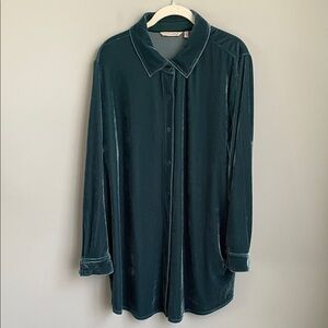 Soft Surroundings Deep Green Velvet Top Plus Size 2X